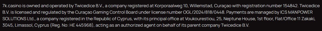 Платежи в 7K Casino США